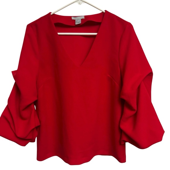 H&M Red Ruffle Sleeve Blouse - Picture 5 of 10